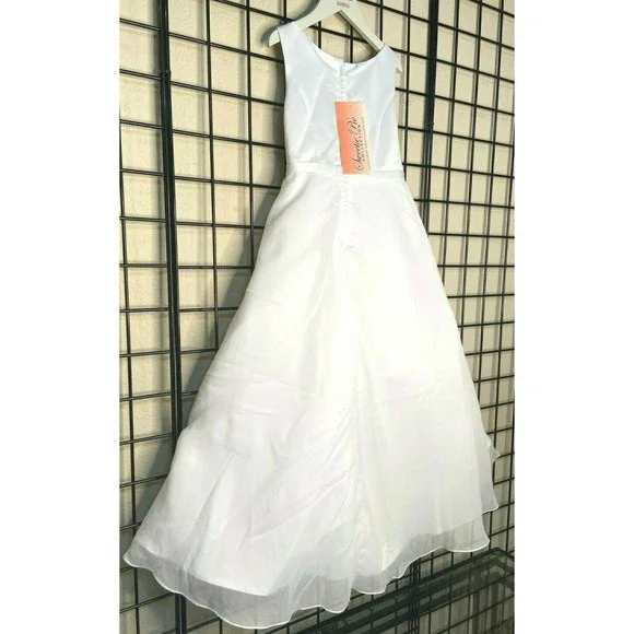 NWT NEW White Satin, Chiffon Sweetie Pie Pageant/Party/Formal Gown 7Y-Fit 7/8/9Y